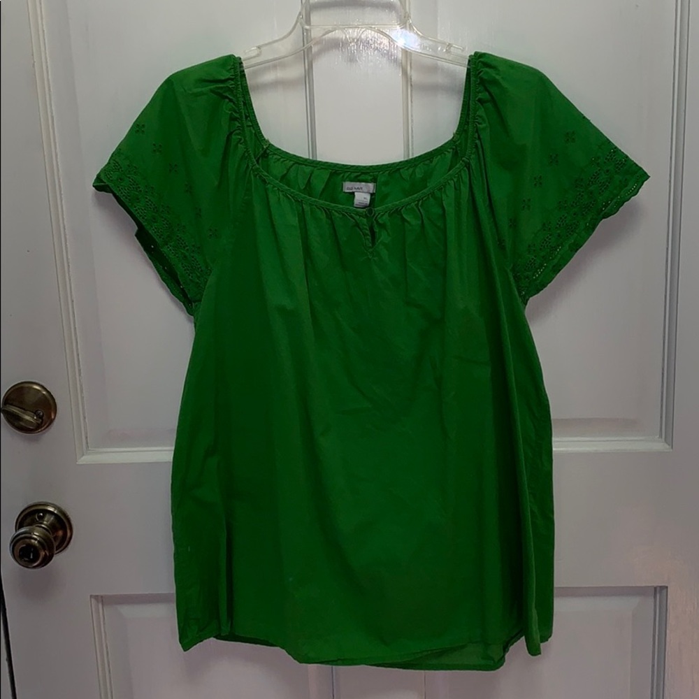 Green eyelet top